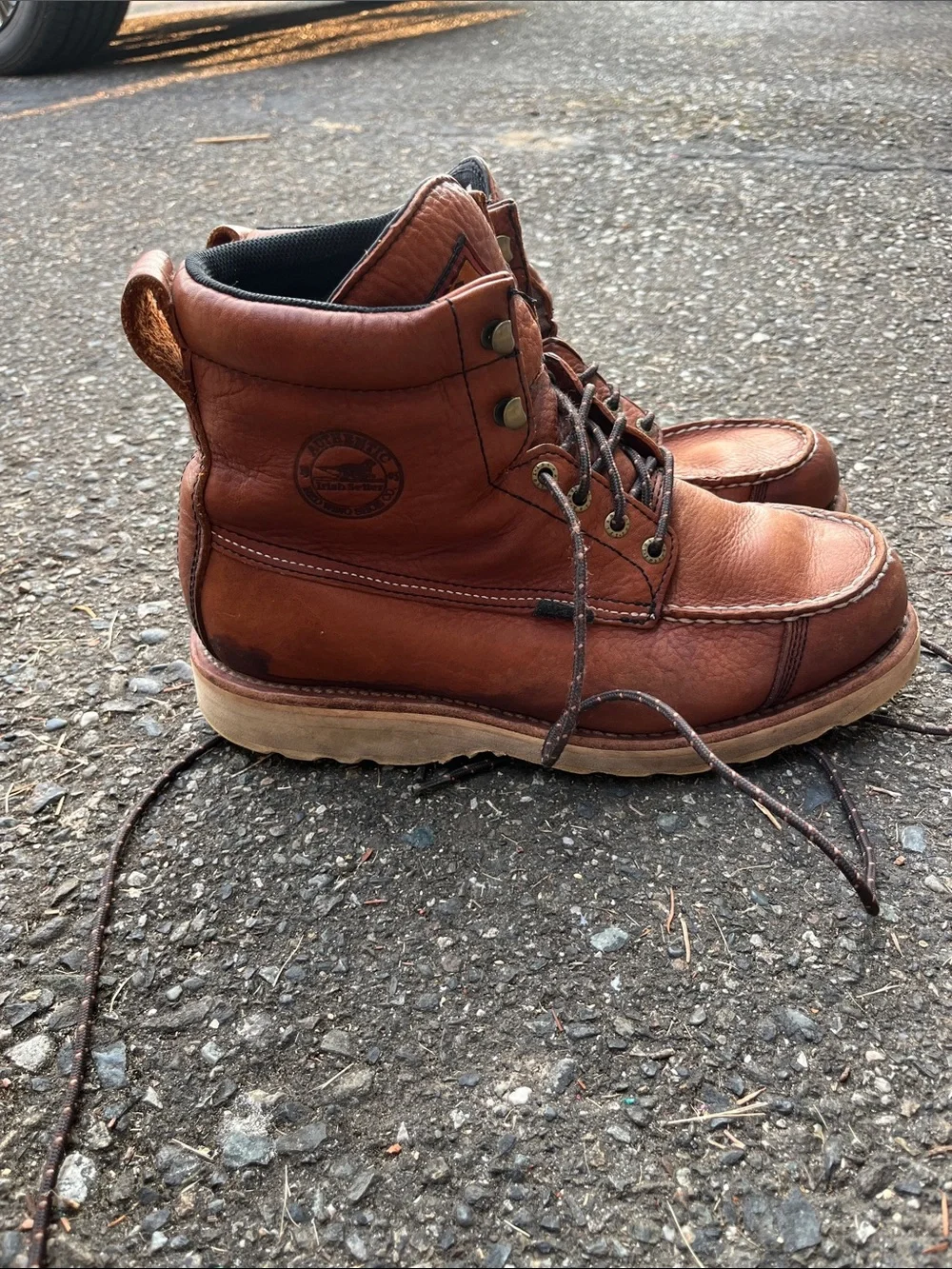 Irish Setter Tan Leather Moc-Toe Work Boots